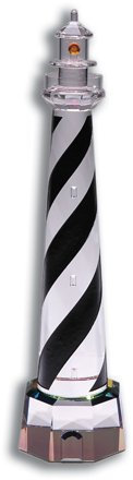 Crystal World Cape Hatteras Leuchtturm, NC VistaLight Kristall Figurine Transparent, Schwarz