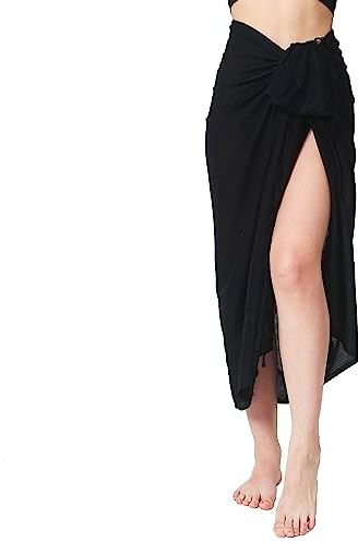 Ciffre Sarong Pareo Wickelrock Strandtuch Lunghi Dhoti Schlicht Blickdicht Einfarbig Stickerei Uni Grau Grün Blau Rot Lila Braun Türkis Fuchsia Orange Pink
