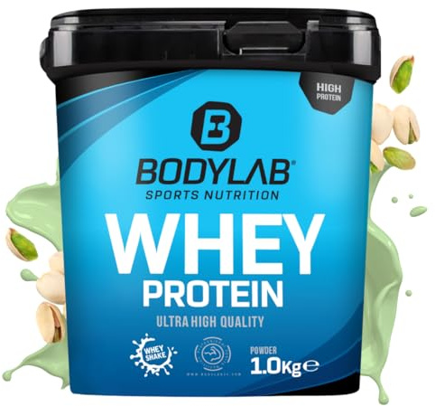 Bodylab24 Whey Protein Powder Pistacho 1kg, polvo rico en proteína para músculos más fuertes, la proteína de suero puede promover la construcción de músculo, con 80% de proteína, sin aspartamo