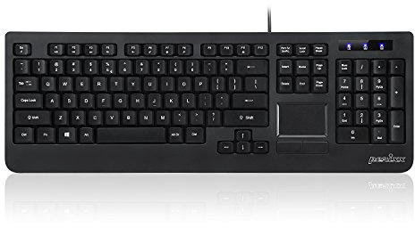 Perixx PERIBOARD-513 Kabelgebundene USB-Tastatur mit Touchpad, Vollformat-Layout, Schwarz, US Englisch Layout