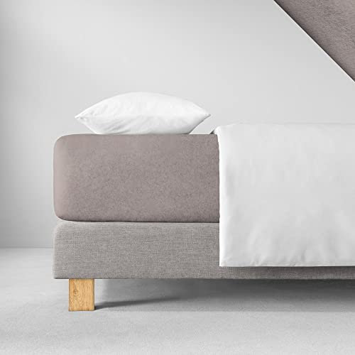 ESTELLA Spannbetttuch Samt Velours | Kiesel | Frottee | 150x200 cm | passend für Matratzen 140-160 cm (Breite) x 200 cm (Länge) | trocknerfest und bügelfrei | 80% Baumwolle 20% Polyester