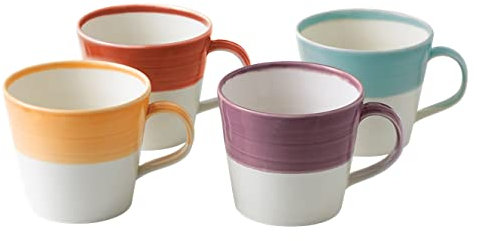Royal Doulton Mugs - 1815 Bright Collection - Porcelain Coffee Mug Set of 4 - Large Cups Ideal for Hot Drinks, Coffee, Tea, Lattes, & Cappuccino - Better Heat Retention, 400ml each