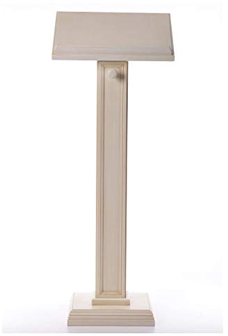 Lectern in Walnut Wood with Squared Pedestal, Ivory Colour