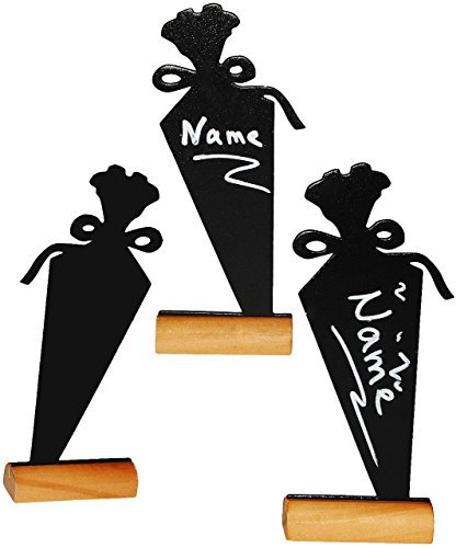alles-meine.de GmbH 1 Stück Tischaufsteller/Tischkarte/Platzkarte - Schultüte & Zuckertüte - incl. Name - für Schulanfang - Namenschild - Tischdeko - 2 seitig - Kreidet..