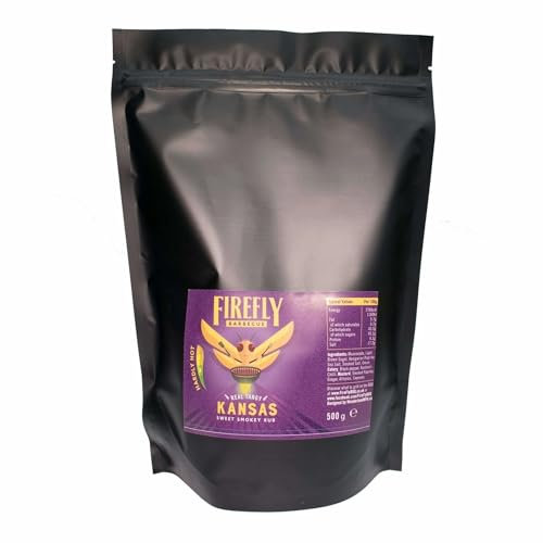FireFly Barbecue Kansas Sweet & Smoky BBQ Rub with Brown Sugar & Spices - BBQ Rubs and Spices for Ribs, Chicken & Brisket - Versatile Mix for Grilling, Smoking & Slow Cooking 1kg