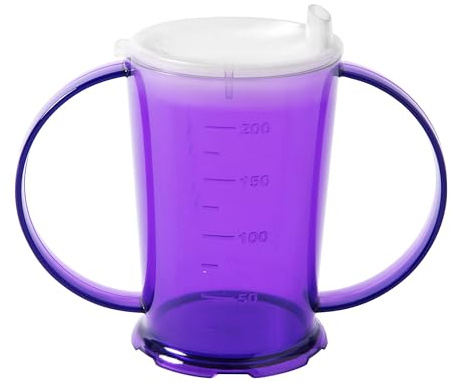 Harfield Translucent Purple 2-Handled Beaker & Wide Spout Drinking Aid Sippy Cup Reusable Virtually Unbreakable Copolyester Plastic