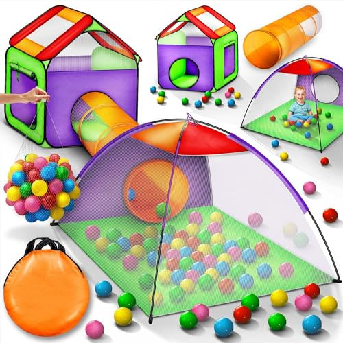 KIDUKU® Tenda Igloo con Tunnel + 200 Palline + Borsa per Interni ed Esterni - Gioco per Bambino