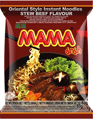 MAMA Instantnudeln mit dem Geschmack von geschmortem Rindfleisch – Instantnudelsuppe orientalischer Art – Authentisch thailändisch kochen – 24 x 60 g