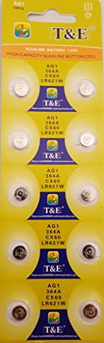 10x AG 1 Uhrenbatterie v 364 LR 621 Knopfzelle