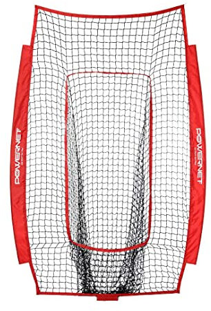 PowerNet Infielder Trainingsnetz für Baseball-Softball-Bohrmaschinen (nur Netz), strapazierfähig, strapazierfähiges PU-beschichtetes Polyester, doppelt genähte Nähte für zusätzliche Stärke (rot)