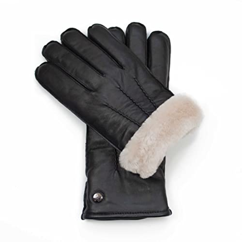 Hand Gewand by Weikert Mr. Prokop Exklusive Lederhandschuhe aus Lammnappa gefüttert mit 100% Merino Lammfell, schwarz, Lammfellhandschuhe Herren, warm
