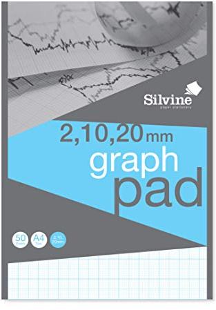 Silvine A4 Professional Graph Pad. 50 Sheets of Quality 90gsm Paper, A4GP21020