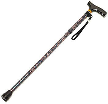 Homecraft Folding Coloured Walking Stick with Wooden Handle, Lightweight Adjustable Walking Cane for Balance, Mobility Aid, Paisley, 775-875mm