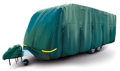 Maypole Wohnwagen Schutzhülle 620 cm – 680 cm Länge, 4-lagig atmungsaktiv, wasserabweisend, grün