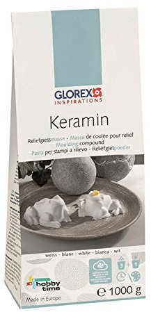 Glorex 6 9500 80 - Keramin, universelle Reliefgießmasse, hellweiß, 1000 g, hohe Abformgenauigkeit, schnelle und gleichmäßige Aushärtung, glatte Oberfläche