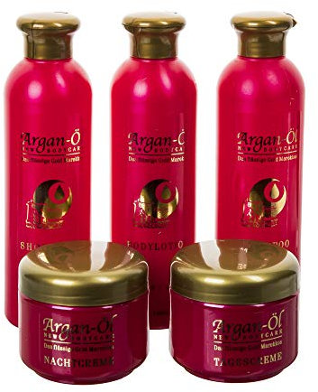 Pflegeset Argan Öl Set 5 tlg. Shampoo Bodylotion Creme Duschgel Pflegeprodukte Geschenkbox