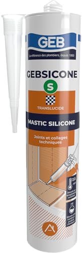GEB GEBSICONE S sigillante siliconico acetico ad alta elasticità per sigillatura, calafataggio e incollaggio tecnico. Alta resistenza e alta adesione, 310 ml, traslucido