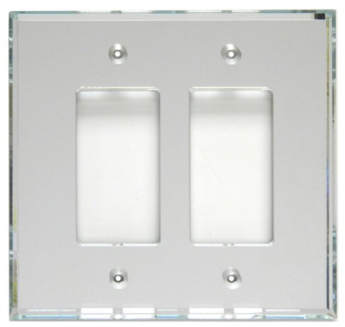 GlassAlike® Double Decora (GFI) | Premium 3/16 Thick Acrylic Mirror GFCI/Rocker Wall Plate Cover with Gasket/Frame for Flush Mount | Oversized - 5¼x 5¼ | Looks Like Glass Mirror Only Better
