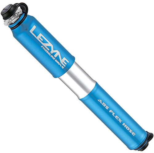 Pompe Lezyne Pressure Drive - Bleu, Petite/Presta Schrader Double Tête Jumelle Pneu Tube Bicyclette Cyclisme Cycle Vélo Route Montagne Gonfleur Air Gonflage Course Main Cadre Mini Accessoires