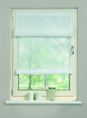 Home fashion 55047-807 Doppelrollo Day and Night mit Haken, Voile Bedruckt, 140 x 45 cm, rot