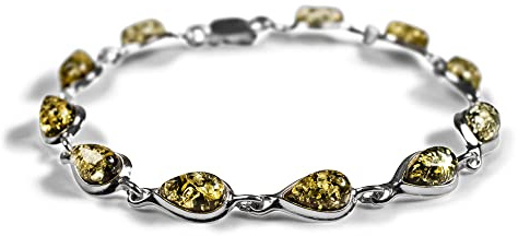 HENRYKA Green Amber bracelet sterling silver, Healing stone bracelet, Crystal baltic amber jewelry, Green Bracelet, Boho Jewelry, Bridesmaid Jewellery gift