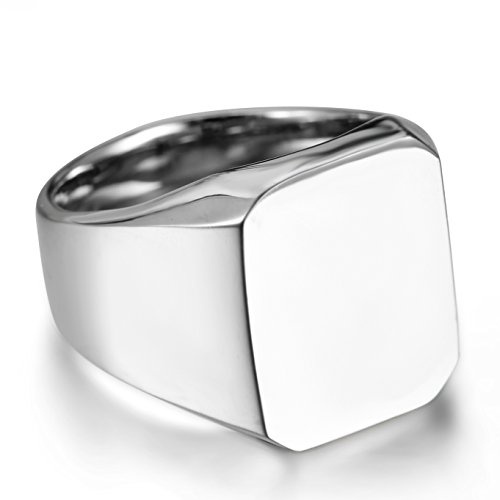 Flongo Herren Ring Männer Ring Siegelring Bandring Daumenring Edelstahlring Silber Gold Schwarz Ton Hochzeit Verlobung Engagement Bequemlichkeit Passen Herren-Accessoires