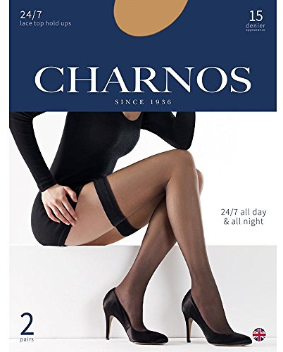 Charnos Womens 15 Denier Hold - Up Stockings, Black, S UK