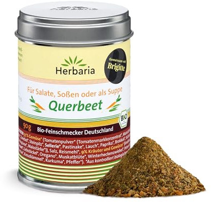 Herbaria Querbeet Gemüsebrühe bio M-Dose - Bio-Gemüsebrühe - fertiges Bio-Suppengewürz - in nachhaltiger Aromaschutz-Dose, 2 x 90g