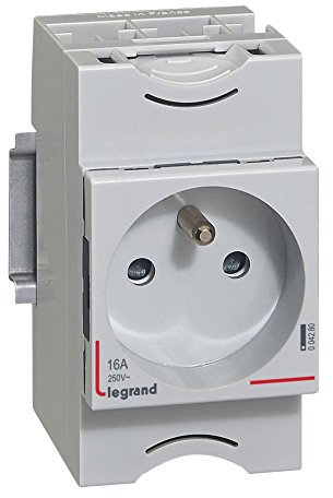 004280 Legrand - Prise modulaire 10A à 16A 250V - 2P+T à éclips - 2,5 modules - Prise fixation rail DIN