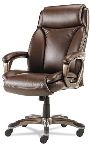 Alera Alera Veon Series Executive High-Back Bonded Leather Chair, Supports Up to 275 Lb, Brown Seat/Back, Bronze Base