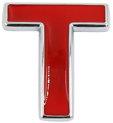 sourcing map 3D Emblem Buchstabe T Rot Selbstklebend 1pc Chrom | Klebender Sockel, Für Motorrad, Außen- Und Innenverwendung