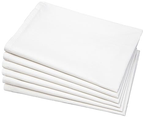 aztex Plain Cotton Tea Towels, 100% Cotton, Pack of 6, 170gsm, White