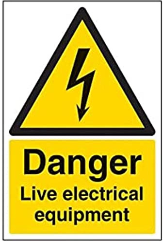 V Safety Danger, Live Electrical Equipment Warning Sign - 200mm x 300mm - 1mm Rigid Plastic