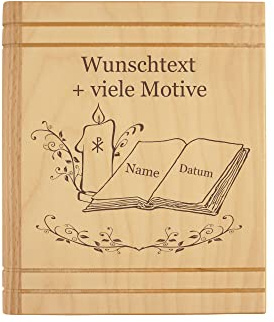 Aber Natürlich Spardose zur Taufe personalisiert - Taufgeschenk für Jungen & Mädchen - Holzspardose in Buchform, Braun