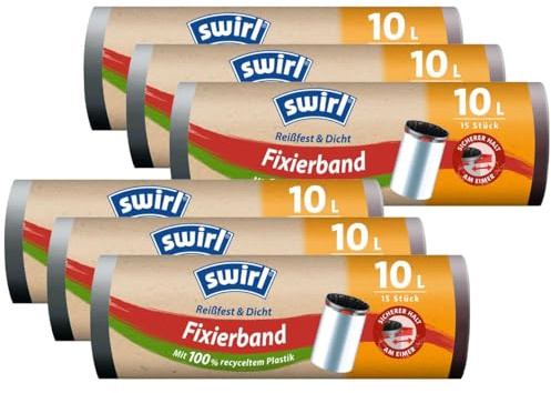 6x Swirl Fixierband Müllbeutel 10L (15 stk./Rolle)