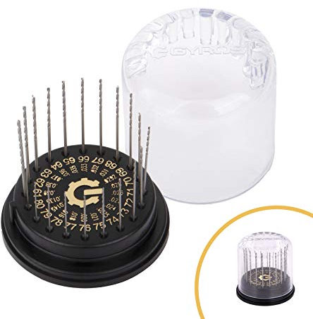 Gyros® HSS Wire Gauge Mini Twist Drill Bit Set |Includes 20 Micro High-Speed Steel Bit Sizes #60 to #80 | with Convenient Clear Dome Storage Case (45-22010)