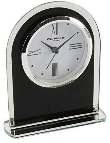 Wm.Widdop Black & Clear Arched Mantel Clock