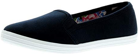 Platino Eleanor Shoes for Women - Slip On Trainers for Women Available in White, Navy & Grey, Comfortable and Breathable Womens Summer Shoes with Elasticated Gusset Navy 7 UK