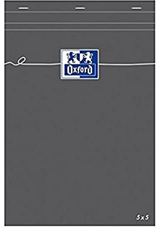 OXFORD 5er-Pack note pads Orange A5, kleine Karos, 5 mm, 80 Blatt, geheftet, Deckblatt beschichtet grau