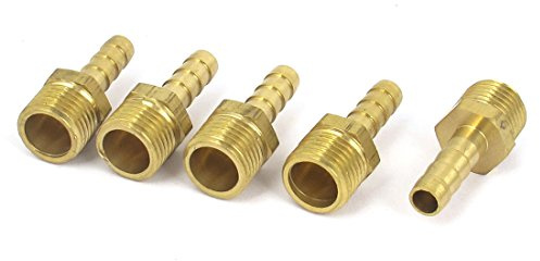 Sourcingmap 1/4BSP Male Thread to 6mm Hose Barb Straight Adapter Coupler 5PCS