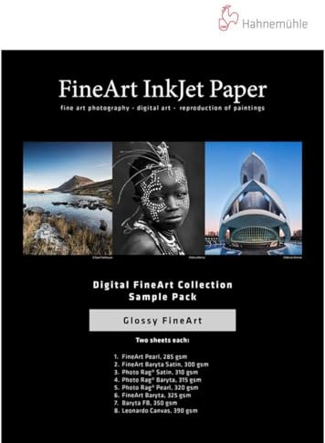 Hahnemuhle Inkjet Paper Sample Pack Glossy 8.5x11 In, 14 sheets
