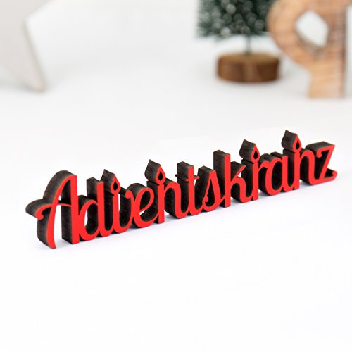 KLEINLAUT 3D-Schriftzug Adventskranz in Größe: 25 x 4,6 cm - Dekobuchstaben - 32 Farben zur Wahl - Pastell Rosa