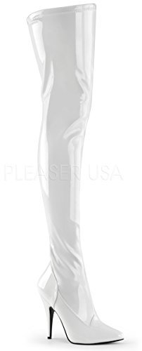 Higher-Heels PleaserUSA Overknee-Stiefel Seduce-3000 Lack weiß Gr.47