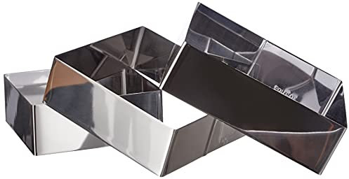 Equinox 516608 Set di 3 stampi per Dolci, Quadrati, in Acciaio Inox, Dimensioni: 21 x 6,5 x 20,5 cm