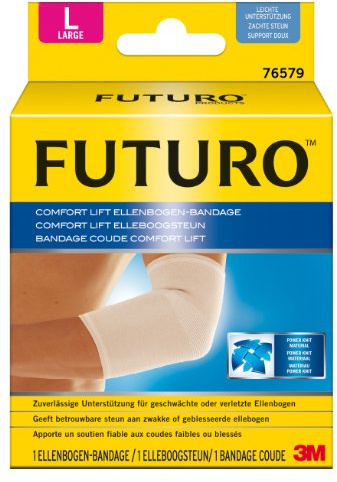 FUTURO FUT76579 Comfort Ellenbogen-Bandage, beidseitig tragbar, Größe: L, Maße: 28,0 – 30,5 cm