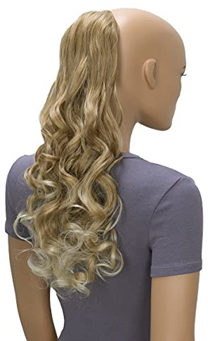 CAISHA 50cm Hårstycke Flät Hästsvans Hårförlängning Vågig Mörkblond Mix HC26-1