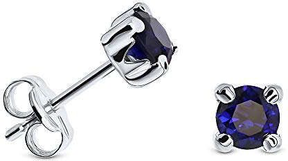 MIORE Damen Ohrstecker | Rechteck Design | echtes 9 Karat (375) Weißgold Gelbgold | 2 Zirkonia Labor -Rubine -Saphire -Smaragde | Gold Ohrringe | handgemachter Damen Schmuck aus Spanien