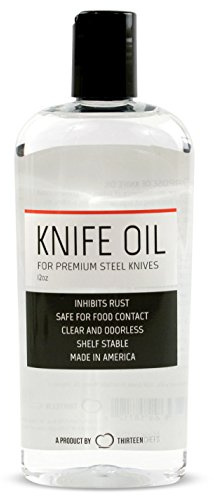 Thirteen Chefs Knife and Honing Oil 12oz - Food Safe, Protects Carbon Steel Knives, Sharpening Stone Ready, Made for Chefs