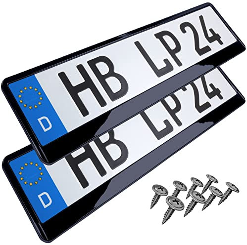 L&P A164 2 STK Kennzeichenhalter Nummernschildhalterung Auto Nummernschildhalter Schwarz Hochglanz Kennzeichenhalterung Halter für Kennzeichen Nummernschild, edel schwarz glänzend