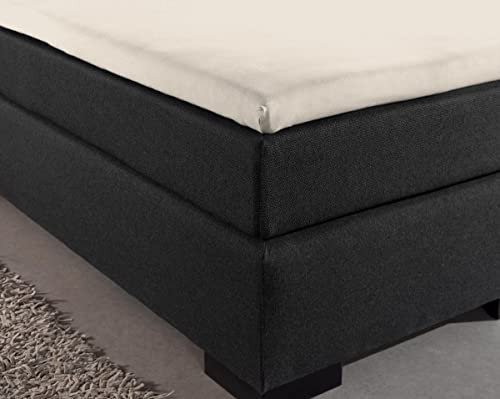 Sleeptime Spannbettlaken Topper Boxspringbett - 100% Baumwolle - Bettlaken fur Topper bis 10cm - Feuchtigkeit absorbierend und temperaturausgleichend - Natur - 180 x 200 cm